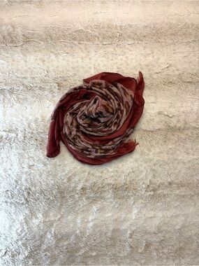 Rust Red leopard Printed Lightweight Scarf 70” total length